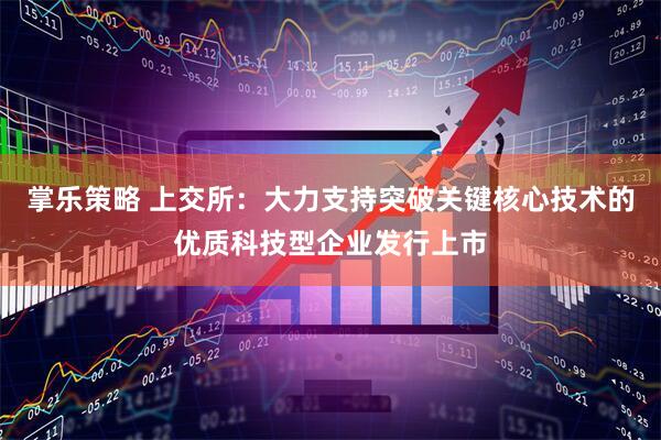 掌乐策略 上交所：大力支持突破关键核心技术的优质科技型企业发行上市